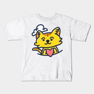 Cute cat holding your heart Kids T-Shirt